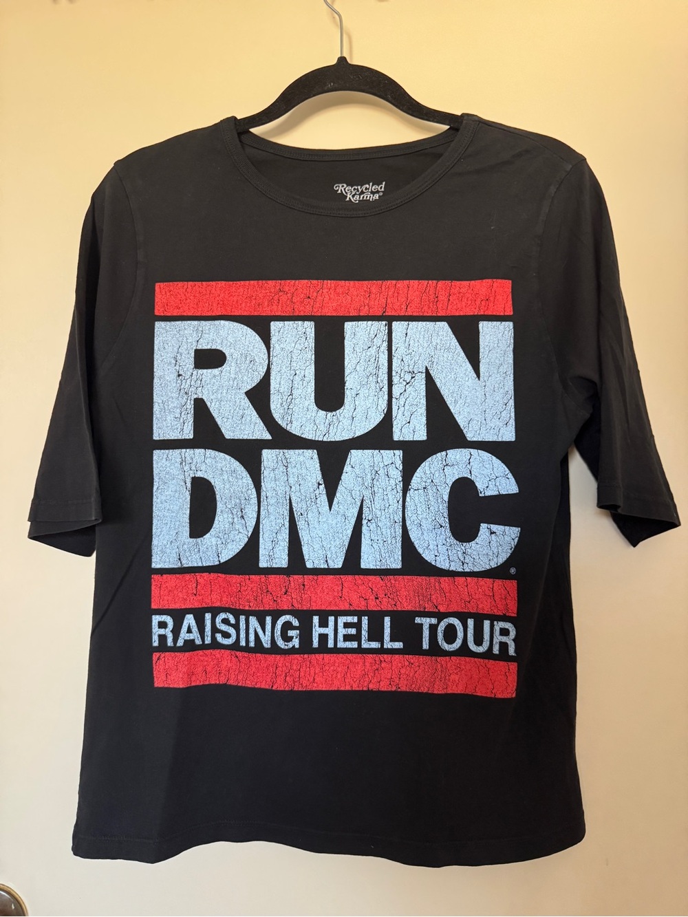 Recycled Karma Run-DMC Raising Hell Tour 3/4 Sleeve Tee in black size XS NWOT